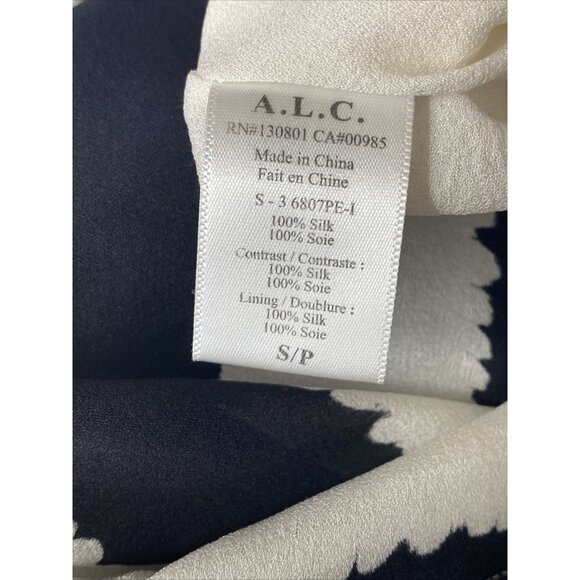 A.L.C. Size S Bexley Streaky Stripe Button Down Dress Silk Mini White Black $498 - Picture 8 of 10